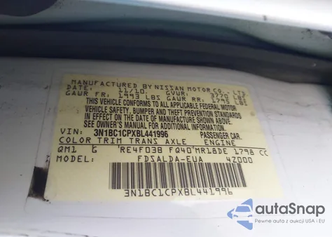 2011 Nissan Versa 1.8S from USA, damaged, VIN 3N1BC1CPXBL441996